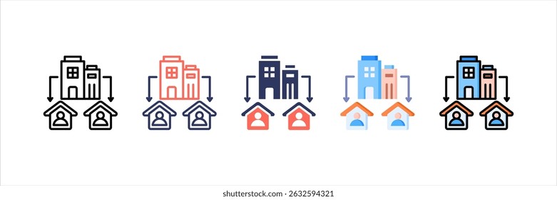 Trabajo en casa Multi Style Icon Set