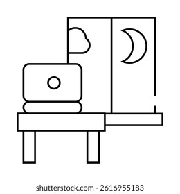 working home at night line icon vector. working home at night sign. isolated contour symbol black illustration