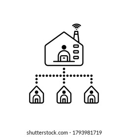 Working at home. Home office ,online conference icon vector,  Digital communication ,online consulting vector icon,  Distancing work during the pandemic. Editable line icon.