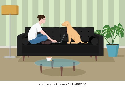 Working from home on a couch in lounge room