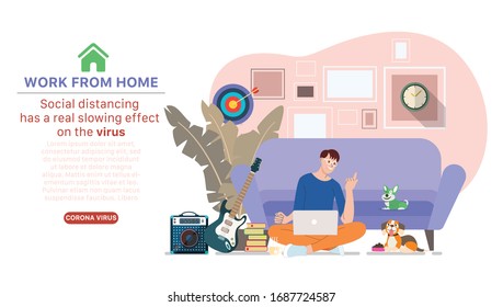 Working from home, The people working at home to prevent from spread of coronavirus