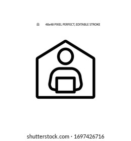 Working From Home, Remote Worker, Freelance, Home Office Simple Line Icon Vector Illustration. Editable Stroke. 48x48 Pixel Perfect.