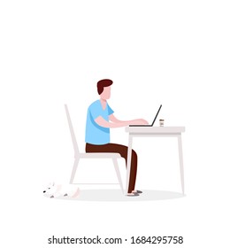 ฺBusinessman working at home, Self quarantine work at home. 