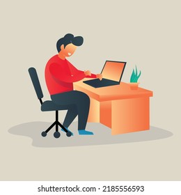 Working at home vector flat style illustration
