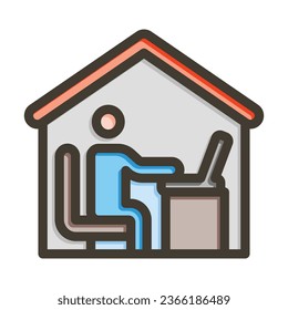 Working At Home Vector Thick Line Filled Colors Icon For Personal And Commercial Use.
