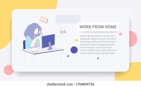 Working at home,Stay Home Work Home,Social Distancing Vector Illustration,Distance for Decrease Infection Risk For Prevent Virus Covid-19