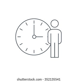 Working hours, clock icon suitable for info graphics, websites and print media. Thin line icon, clip art.
