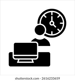 working hours glyph icon vector illustration