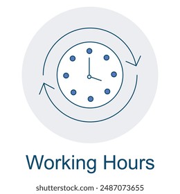 Working Hours Icon with Clock and Calendar, Work Schedule Icon with Time, Work Hours Icon with Office Theme, Time Management Icon for Working Hours
