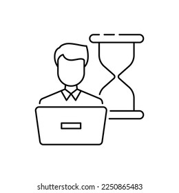 Working hours icon design. flexible schedule work icon, worker hours, punctual business man, part time job, remotely at the computer, isolated on white background 