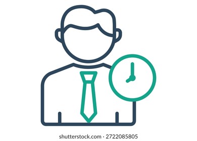 Icono de horas de trabajo. Estilo de icono de línea. Icono relacionado con negocios. Beneficio Elementos Ilustración vectorial