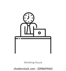 Working Hours icon. Outline style icon design isolated on white background