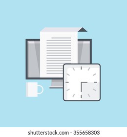 Working hours icon suitable for info graphics, websites and print media. Colorful vector, flat icon, clip art.
