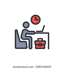 working hours icon. vector.Editable stroke.linear style sign for use web design,logo.Symbol illustration.