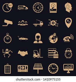 Working hours icons set. Simple set of 25 working hours vector icons for web for any design