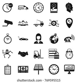 Working hours icons set. Simple set of 25 working hours vector icons for web isolated on white background
