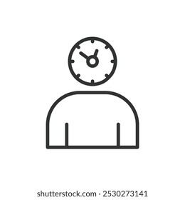 Working hours, in line design. Working, time management, productivity, schedule, workday, office hours, business hours on white background vector. Working hours editable stroke icon