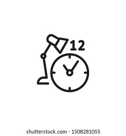 Working hours line icon. Clock, lamp, working day. Working time planning concept. Vector illustration can be used for topics like time management, business, workflow