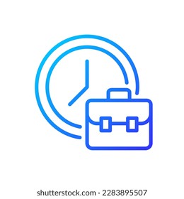 Working hours pixel perfect gradient linear vector icon. Employment duration. Full-time employee. Work schedule. Thin line color symbol. Modern style pictogram. Vector isolated outline drawing