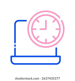 Working Hours Vector for Flexible Schedule. Remote job time management icon, productivity tracker, online clock concept.