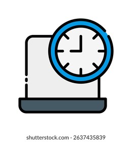 Working Hours Vector for Flexible Schedule. Remote job time management icon, productivity tracker, online clock concept.
