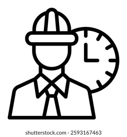 Working Hours Vector Line Icon Design