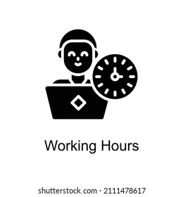 Working Hours vector Solid icon for web isolated on white background EPS 10 file