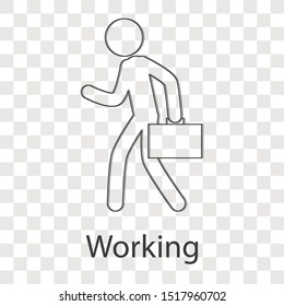 Working icon concept on transparency background. Business creative idea design. Line vector illustration use for your mobile app or web page.