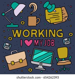 Working icon in doodle style
