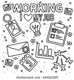 Working icon in doodle style