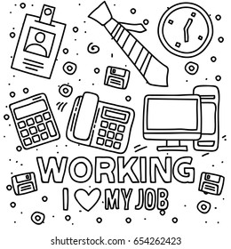 Working icon in doodle style