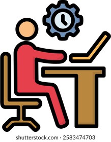 Working Icon Lineal Color Vector Illustration