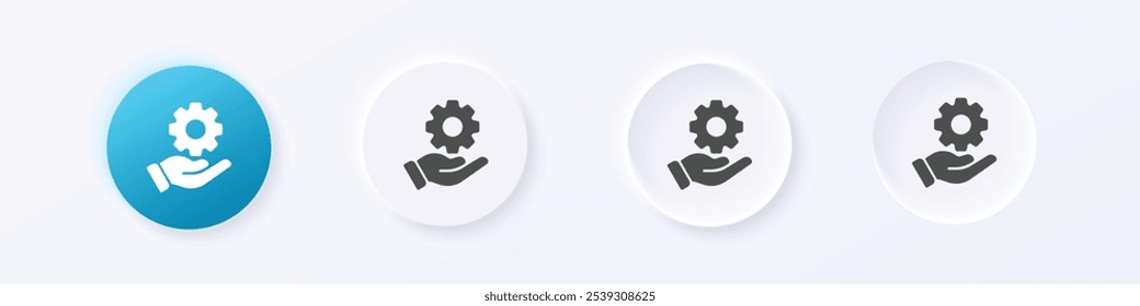 Working icon. Neumorphism round style button design vector