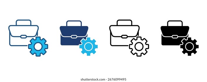 Working Icon Set With Multiple Styles. Vector Illustration