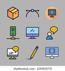 working icon set. vector set about warehouse, edit, chat and monitor icons set.