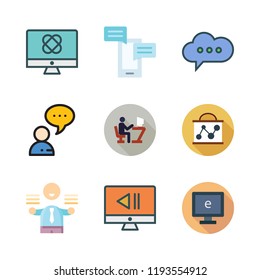 working icon set. vector set about monitor, studying, computer and chat icons set.