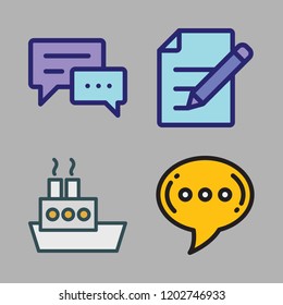 working icon set. vector set about oil platform, chat and edit icons set.