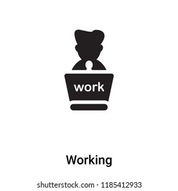 Working icon vector isolated on white background, logo concept of Working sign on transparent background, filled black symbol