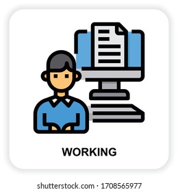 Iconos de trabajo para diseño web, libro, anuncios, aplicación, proyecto, etc.
