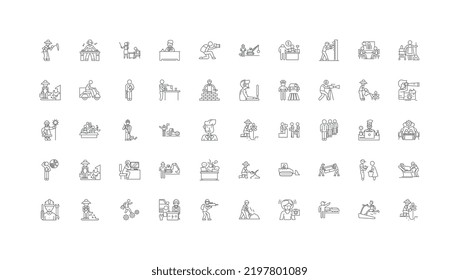 Working ideas, linear icons, line signs set, vector collection