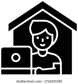 Trabajar frente a una laptop en casa, trabajar desde casa