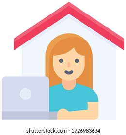 Trabajar frente a una laptop en casa, trabajar desde casa