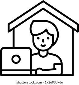 Trabajar frente a una laptop en casa, trabajar desde casa