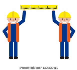 Working job vector illustration for schedule and business presentation. Two mans professional working and ruler. Can be used for schedule, postcard, advertising, wallpaper, tickets