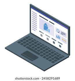Working laptop icon isometric vector. Powerful computer. Online streaming