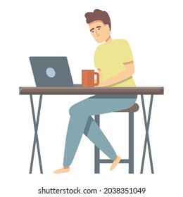 Working late icon cartoon vector. Office work. Workaholic man