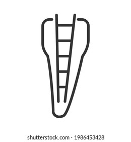 Working length and width during the root canal. Dental canal ruler . Abstract vector illustration linear icon.