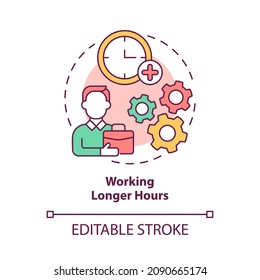 Working longer hours concept icon. Startup launch success. Small business development method abstract idea thin line illustration. Vector isolated outline color drawing. Editable stroke