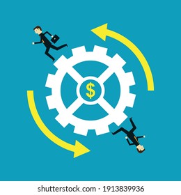 Working loops for salary, Vector illustration in flat style