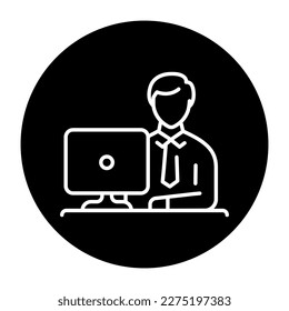 Icono de línea negra del hombre de trabajo. Rutina. Pictograma para página web.